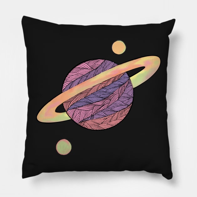 Pink Planet Pillow by melikeozmen