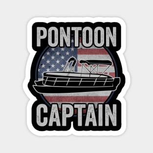 Pontoon Captain Funny Pontoon Boat USA American Flag Magnet