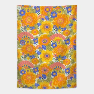 Dahlia Orange Pattern Tapestry