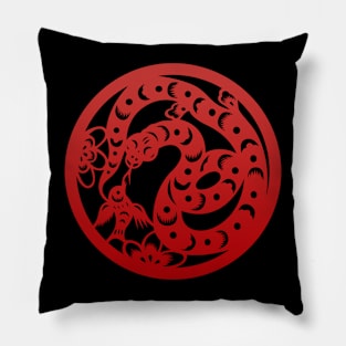 Chinese Zodiac Snake in Red Pillow