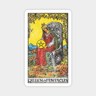 Queen of pentacles tarot card (distressed) Magnet