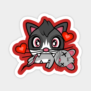 Lovestruck Cat Amanda with Dead Mouse Magnet