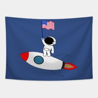 usa flag on rocket Tapestry