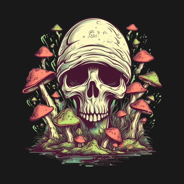 Nature's Surreal Psychedelic Mushroom Skull by TOKEBI