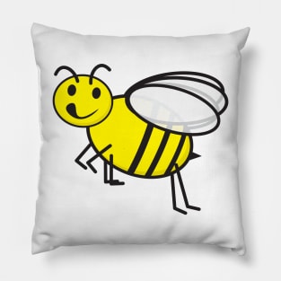 Smiling Bee flying clipart Pillow