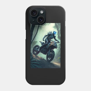 Alien riding a dirt bike in the jungle Phone Case