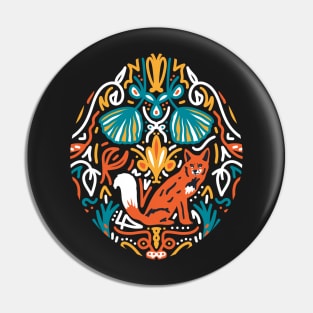 Maximalist Fox Jungle Aesthetic Pattern Pin