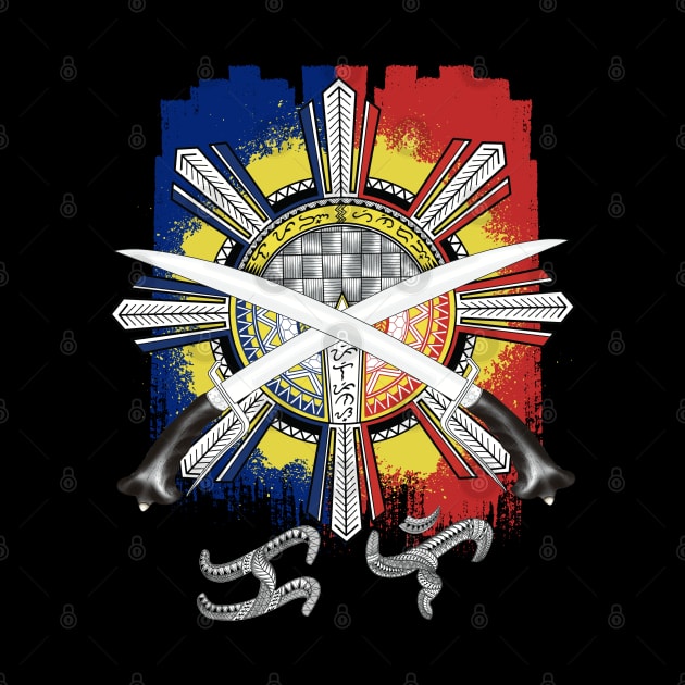 Philippine Flag Sun/Ginunting sword/Baybayin word Kali by Pirma Pinas