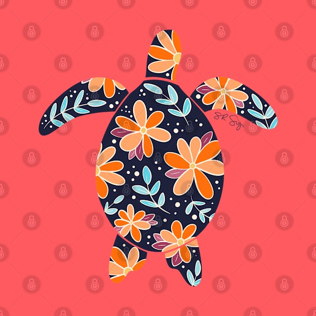 Floral Sea Turtle - 70s colors by SRSigs