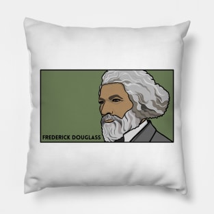 Frederick Douglass Portrait Profile on Green Pillow