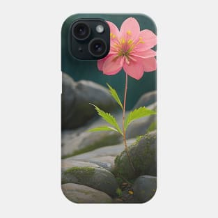 Pink Alpine Flower Growing Out of the Rocks Phone Case