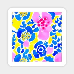 Preppy colors abstract flowers Magnet