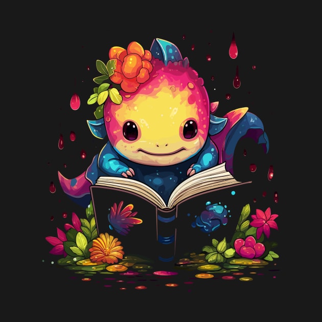 Axolotl Reads Book by JH Mart