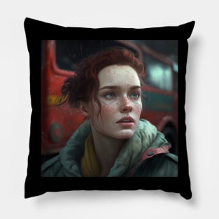 Pretty woman look redhead Pillow