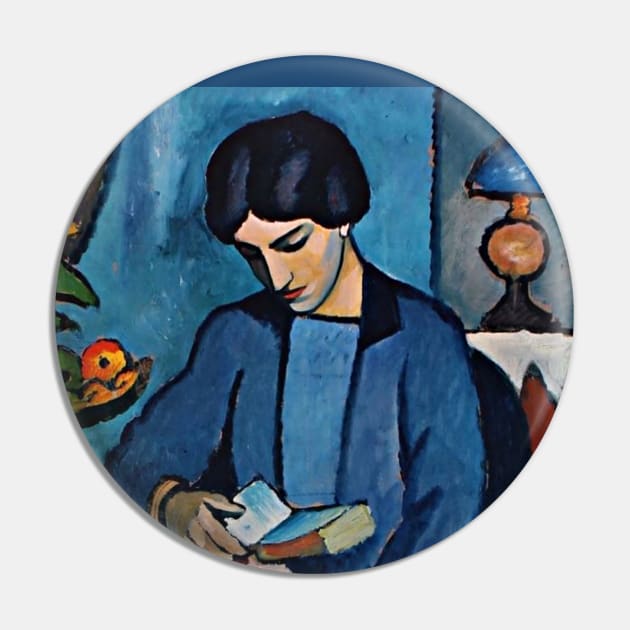 August Macke Art Titled Woman Reading Pin by booksnbobs