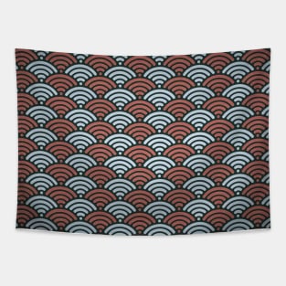 Japanese red seigaiha wave pattern Tapestry