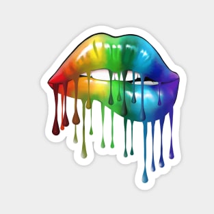 Lips Rainbow Gay Homosexual Lesbian Lips Pride Magnet