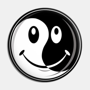 Yin Yang Smiley Pin