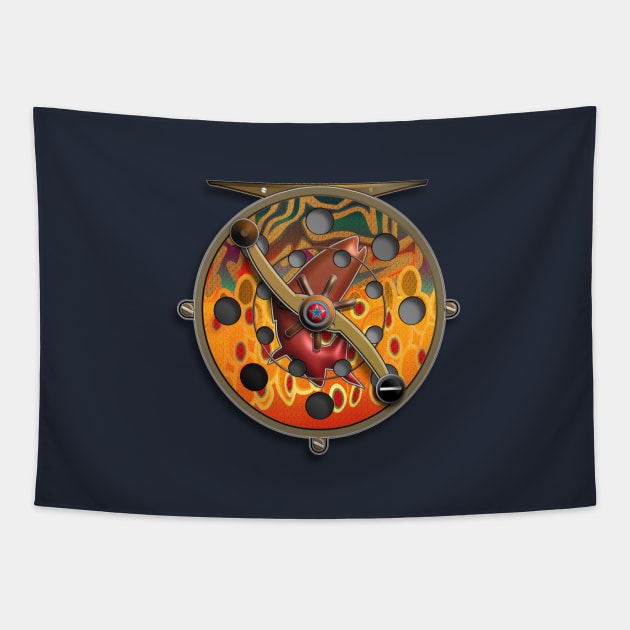 Brook Trout Reel Chrome Tapestry by MikaelJenei