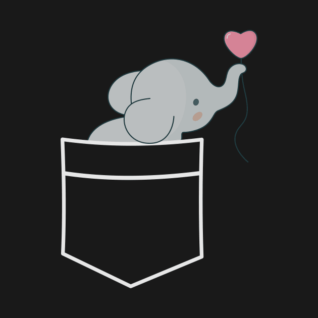 Kawaii Elephant Pocket T-Shirt by happinessinatee