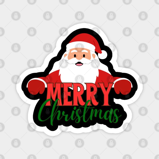 Merry Christmas Santa Peek - Cute Holiday Greeting Magnet by Creatifly Graphic Tees