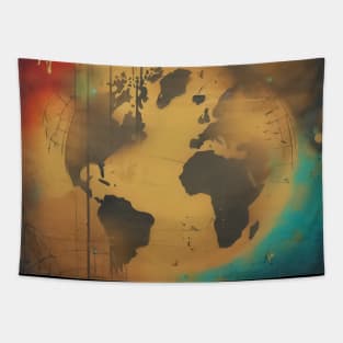 Street art abstract earth map Tapestry