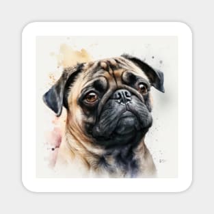 Pug Watercolour Style Painting Magnet