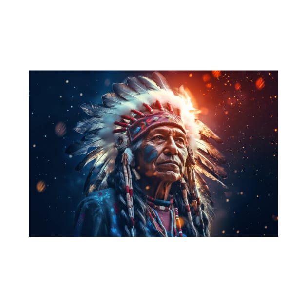 Native Indian Warrior Spirit Fantastic Cosmic Magical by Cubebox