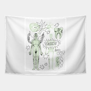 Doodle sheet mint green Tapestry