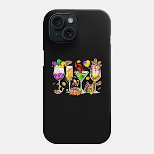 Mardi Gras Glass Of Wine Funny Drinking Wine Festival Parade Phone Case