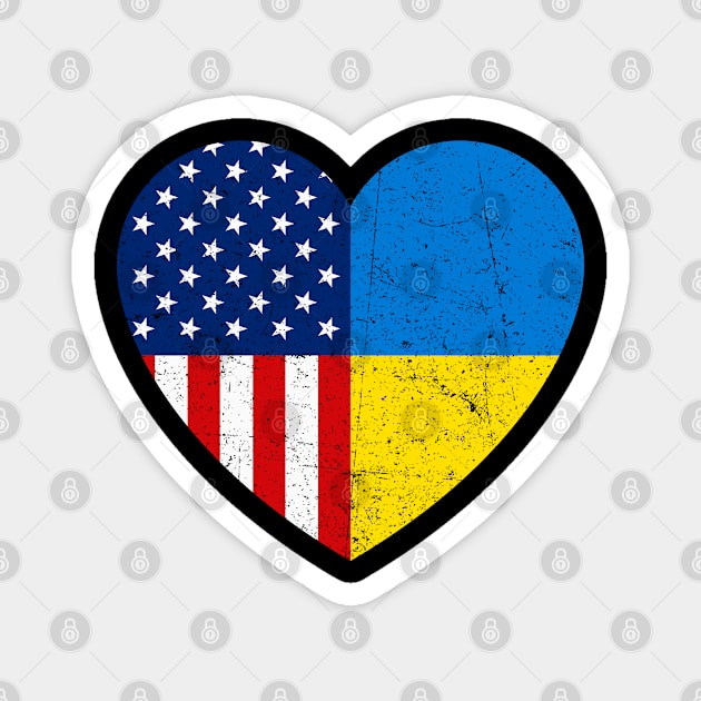 Vintage Ukraine Ukrainian Flag Heart Support Ukraine Magnet by snnt