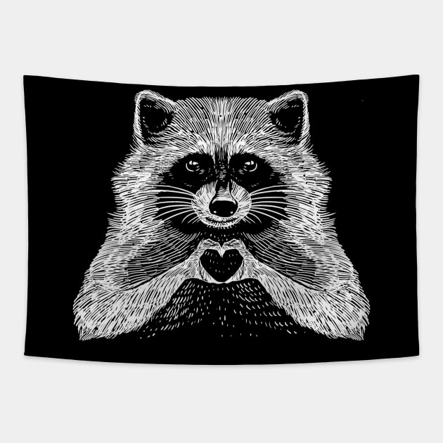 Love Raccoon Tapestry by barmalisiRTB