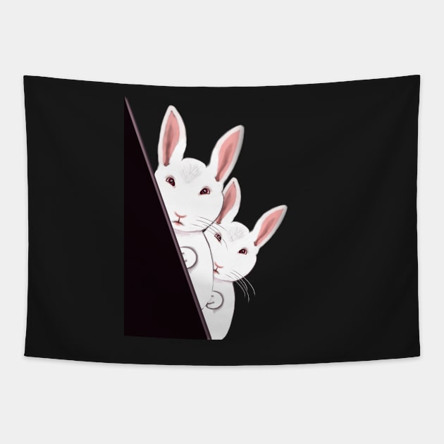 bunny rabbit peekaboo- cute bunny rabbit peeking out Tapestry by Artonmytee