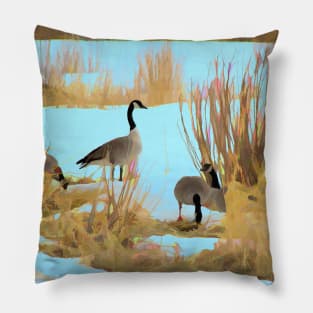 Canada Geese illustration Pillow