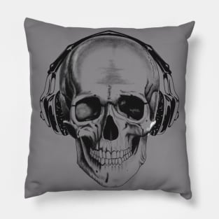 Skull with headphones Pillow