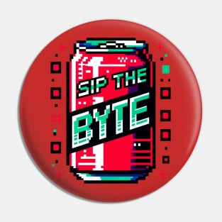 Cyberpunk Pixel Soda Can - Sip the Byte 2D Game Style Pin