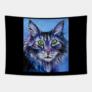 Wild Blue and Purple Cat Tapestry