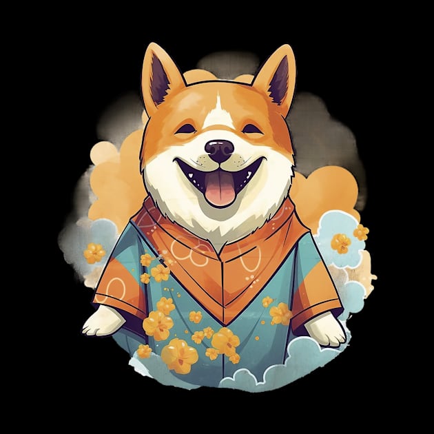 Shiba Inu in japanese kimono by GreenMary Design