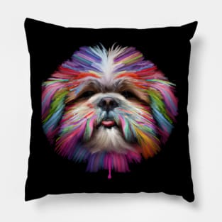 Fluffy Shih Tzu Dog Print Work Pillow