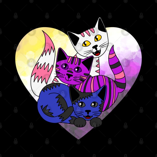 Three Genderfluid Kitties by Art by Veya