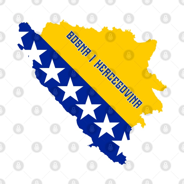 Bosnia & Herzegovina flag and map by Travellers