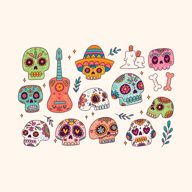 Day of the Dead Sugar Skull Doodle Art by SLAG_Creative