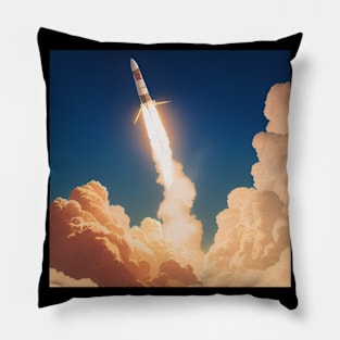 Vintage Space Rocket Launch Pillow