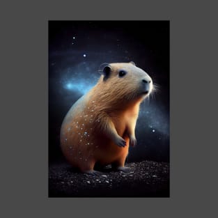 Cute Capybara On Space T-Shirt