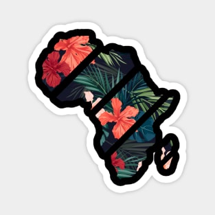 Africa Map Tropical Floral Patterns, African Magnet