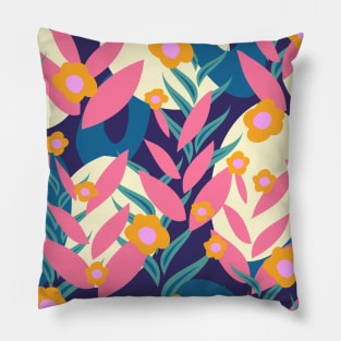 Modern Floral And Abstract Forms Cartoon Pillow