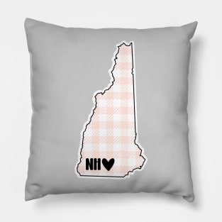 USA States: New Hampshire (pink plaid) Pillow