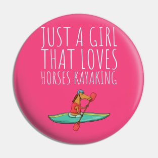 Funny Cute Girl Loves Horses Kayaking Gifts Women Pin