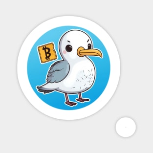 Cute Albatross with Bitcoin Bill - Cartoon Style Magnet