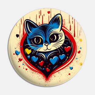 cute cat in heart artwork for cat lover gift idea pet owner Pin